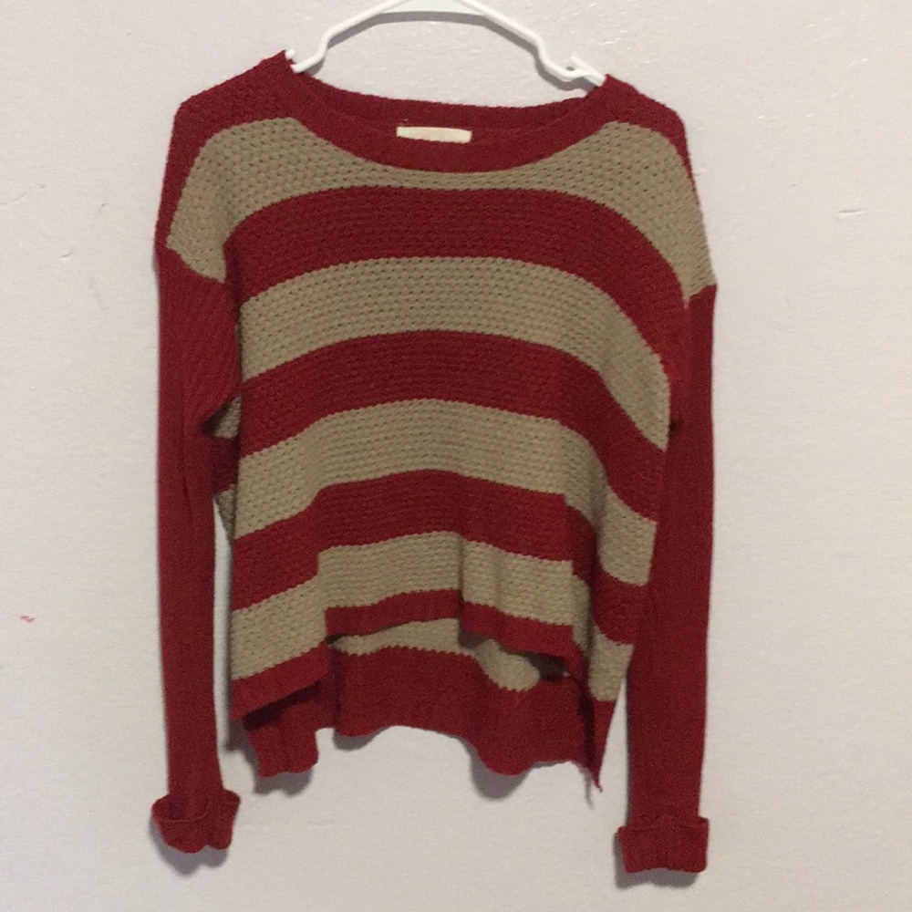 Red and tan striped long sleeve